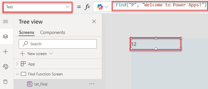 powerapps find character in string