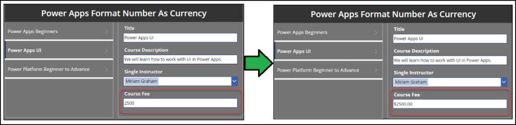 powerapps format number as currency