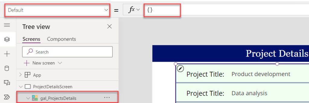 powerapps gallery control default selected item blank