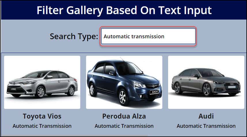 powerapps gallery filter