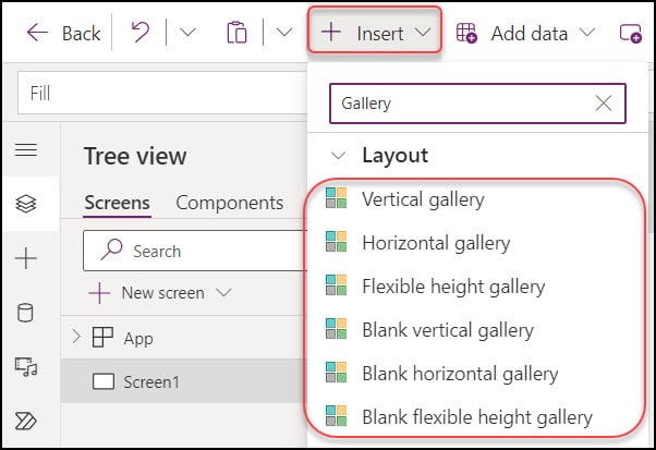 gallery control in powerapps