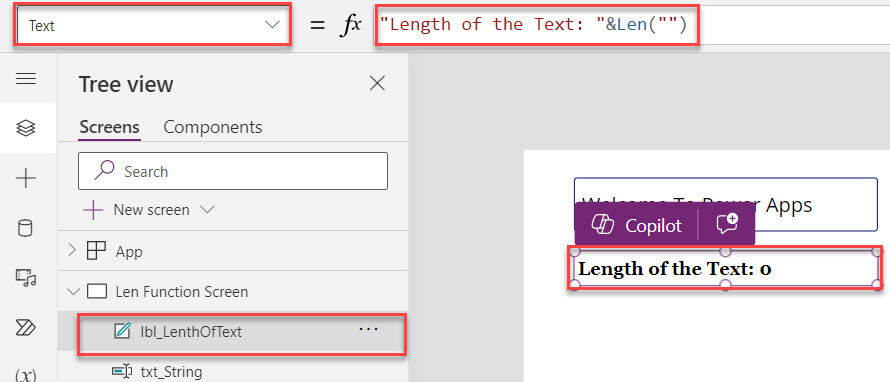 powerapps get length of text