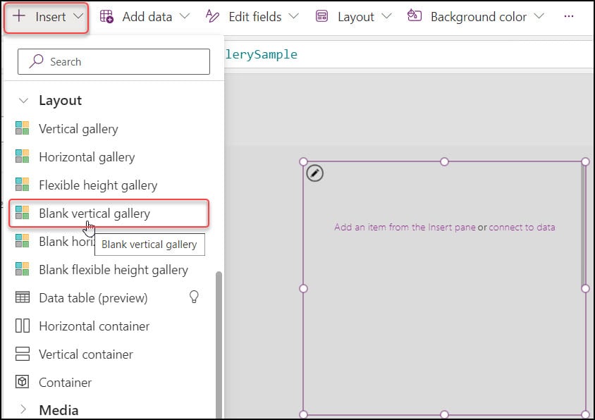 powerapps grid gallery