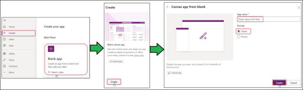 PowerApps Grid View