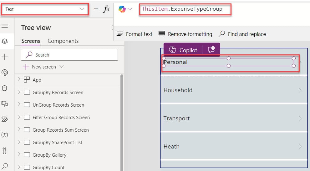 powerapps group by choice