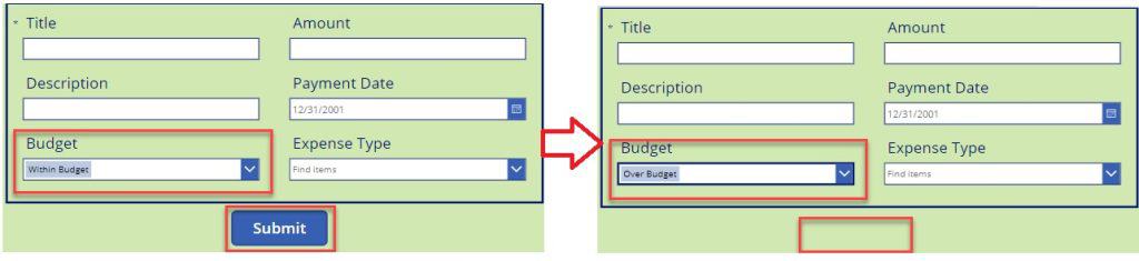 powerapps hide fields based on the condition