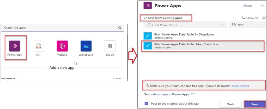 powerapps in teams