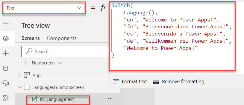 PowerApps Language Function