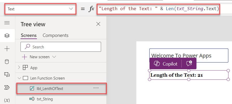 powerapps len function