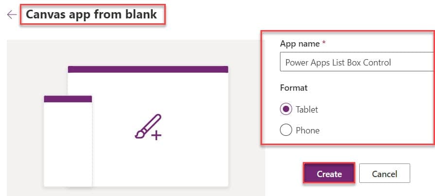 powerapps list box default value