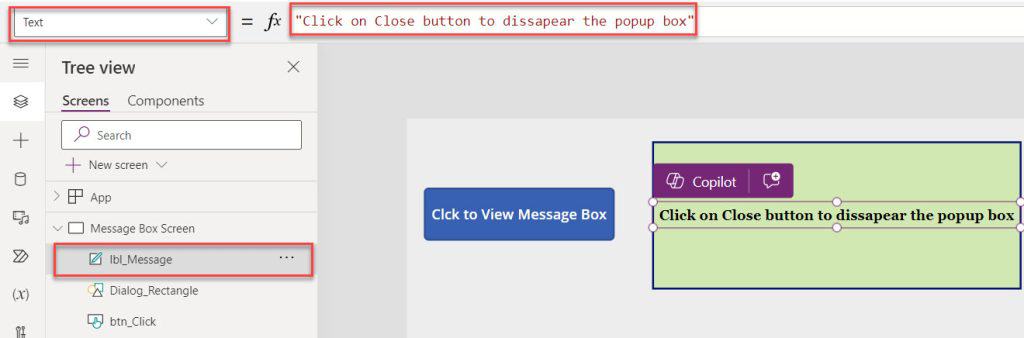 powerapps message box