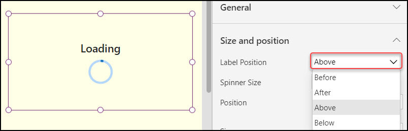 PowerApps Modern Spinner Properties