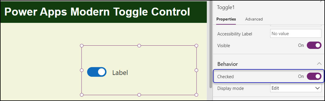 PowerApps Modern Toggle Control