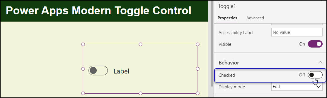 PowerApps Modern Toggle