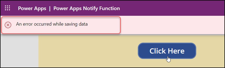 powerapps notify error message