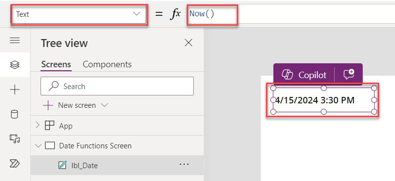 powerapps now()