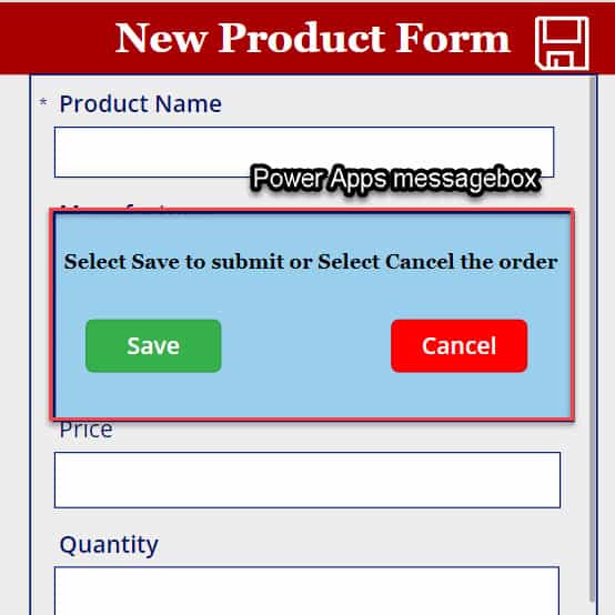 powerapps popup message