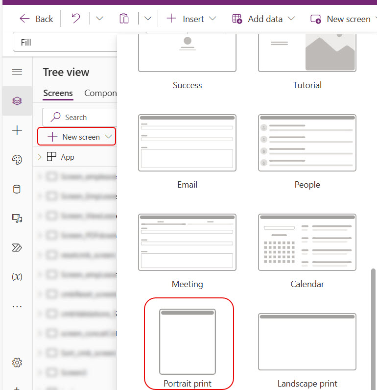 powerapps print screen