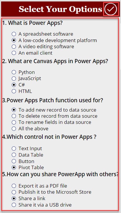 powerapps questionnaire