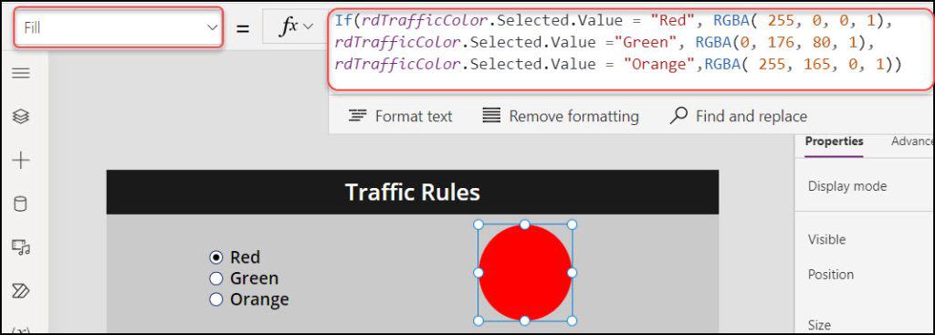 powerapps radio button selected value