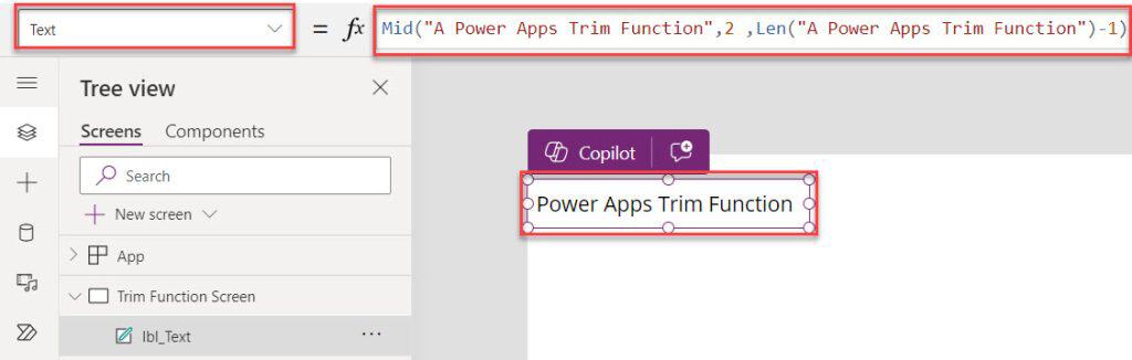 powerapps remove first character from string