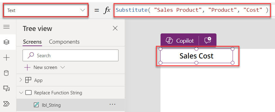 powerapps replace character in string