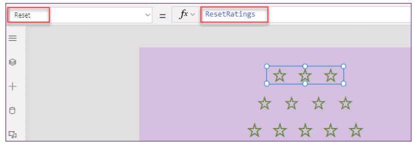 powerapps reset rating control