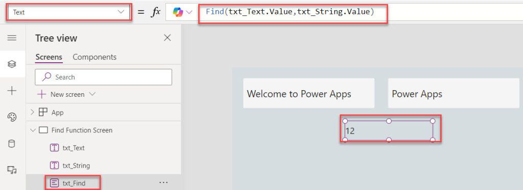 powerapps search text in string