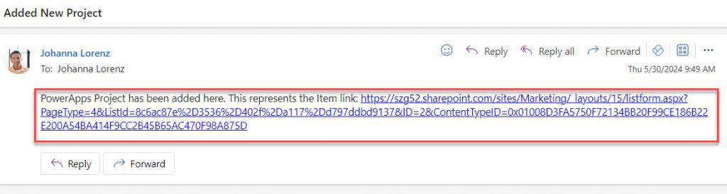 powerapps send email with link