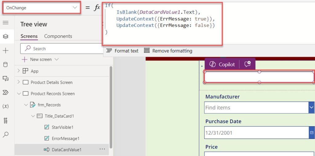 powerapps set dropdown value based on another field