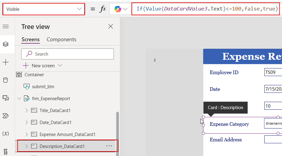 powerapps show field based on value in another field powerapps show field based on value in another field