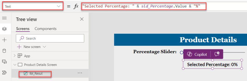 PowerApps Slider Percentage