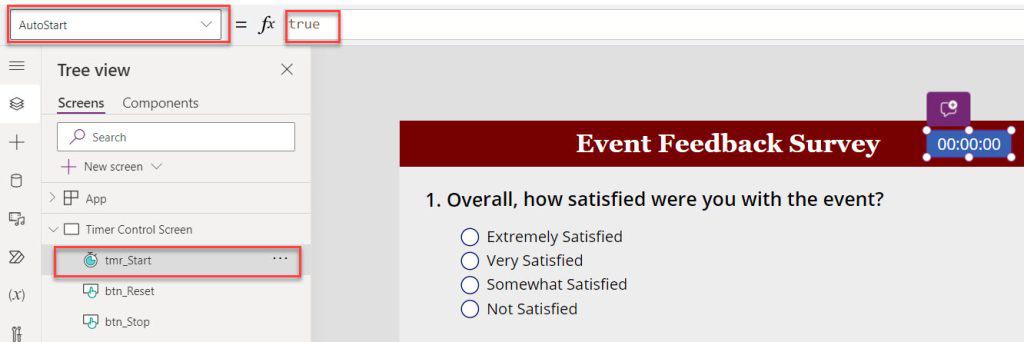 PowerApps Timer Control Autostart