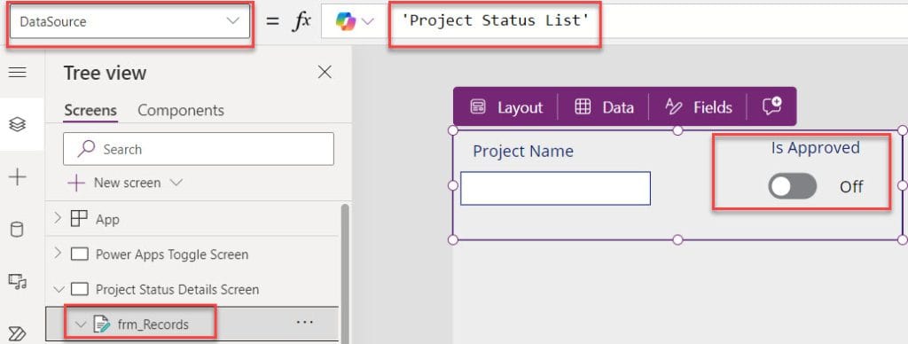 powerapps toggle