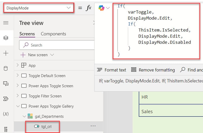 powerapps toggle button