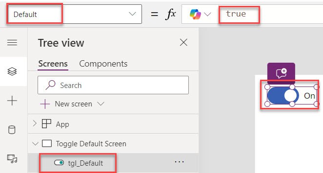 powerapps toggle default value