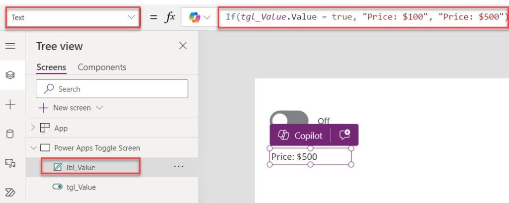 powerapps toggle value if statement