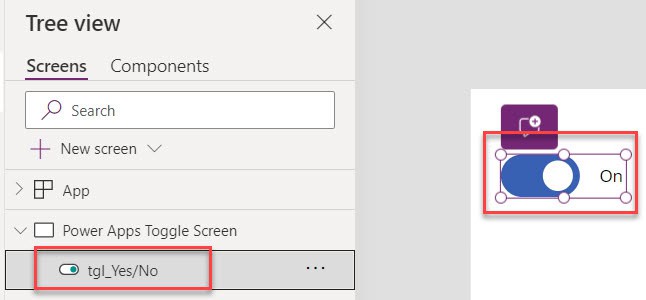 powerapps toggle value