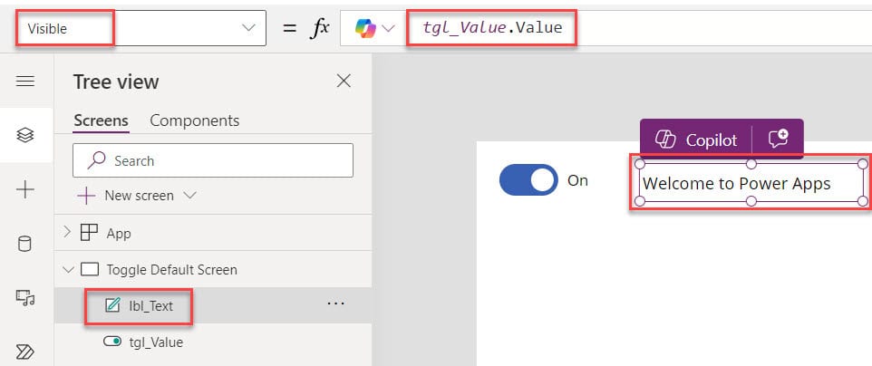 powerapps toggle visibility