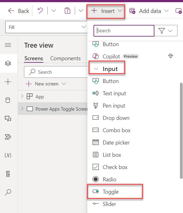 powerapps toggle yes no