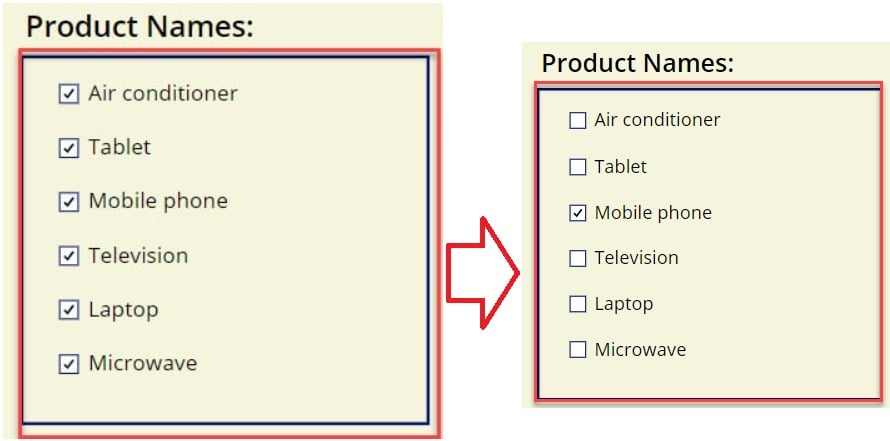 PowerApps Uncheck Checkbox Control When Another One Checked