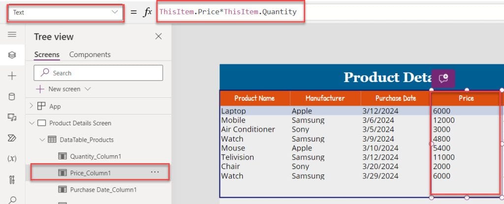 powerapps update collection column value