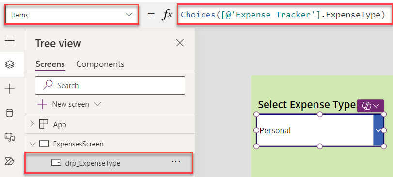 powerapps visible based on dropdown value