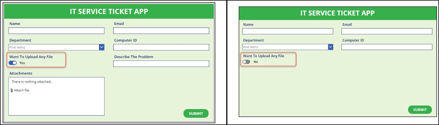 show/hide fields in powerapps based on yes or no