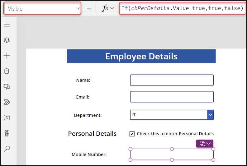 powerapps visible