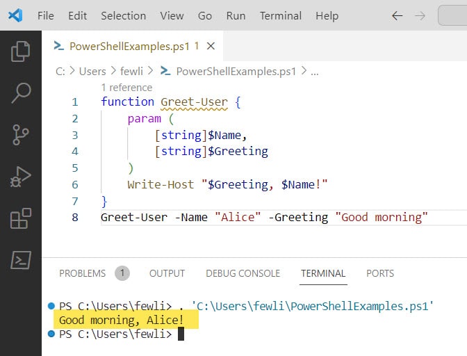 powershell function multiple parameters