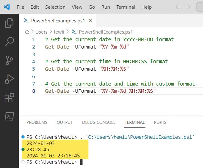 powershell get-date -uformat