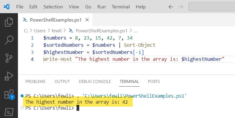 powershell get highest number in array