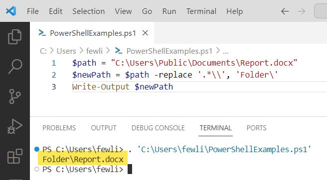 PowerShell Replace String Before Character