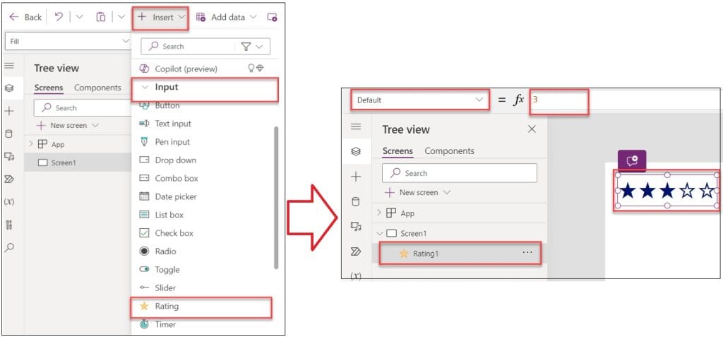 rating control in powerapps